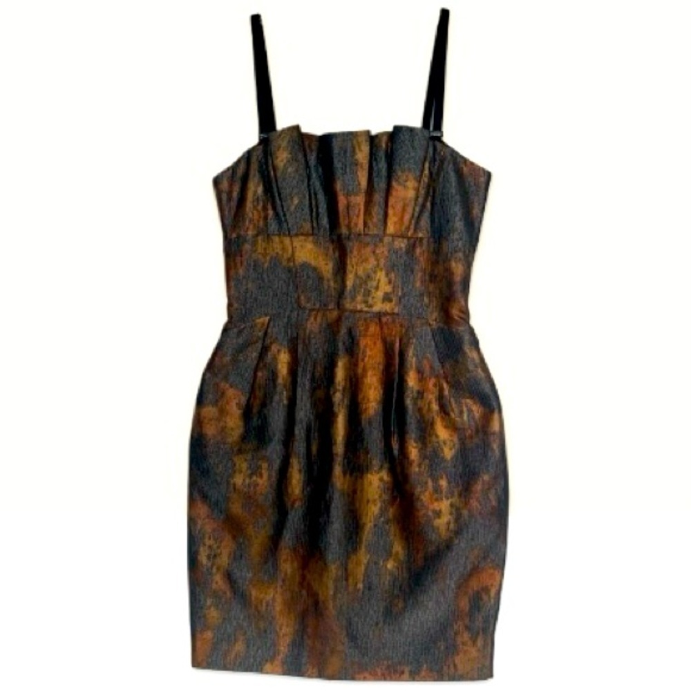 🆕 Cue Mini Dress Event Party Grad Strapless Removable Straps Bronze Grey 8 - Picture 4 of 16